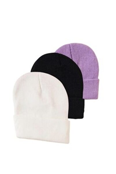 NOVAFACE Set de iarnă unisex STD din 3 piese - Căciulă pliată neagră, albă și...