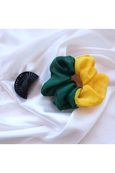baddin aksesuar مشبك مطاطي Scrunchie ومشبك مزلاج أسود طويل