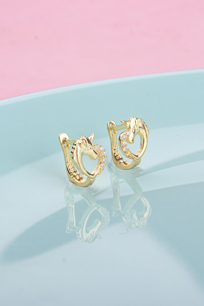 Else Silver 925 Ayar Gümüş Taşlı Tek Boynuzlu At Çocuk Küpesi