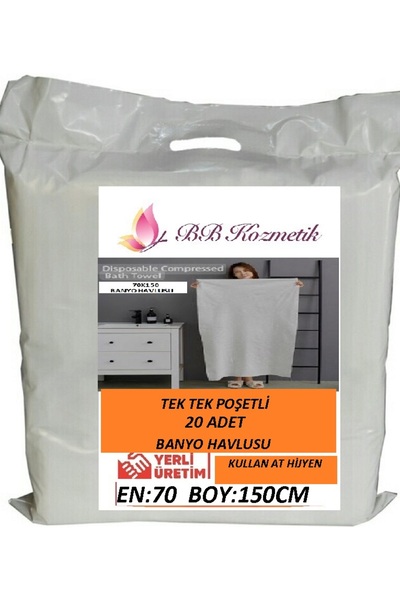 BB KOZMETİK Tek Kullanımlık Banyo Havlusu Kullan At TEK TEK POŞETLİ  Kişiye Ö...