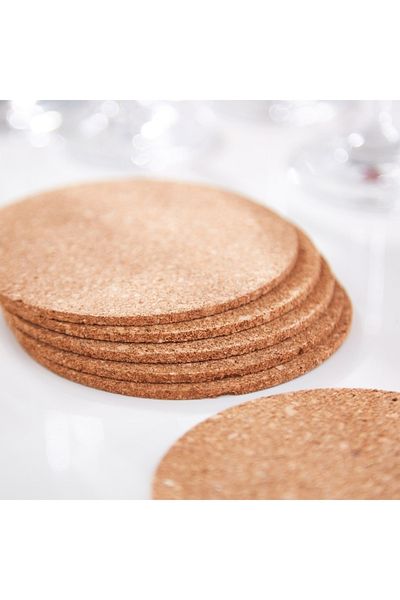 Home Box Vega Cork 6-Piece Round Coaster Set