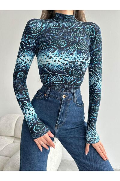 mydukkan.co Μπλούζα Fisherman με σχέδιο Blue Snake