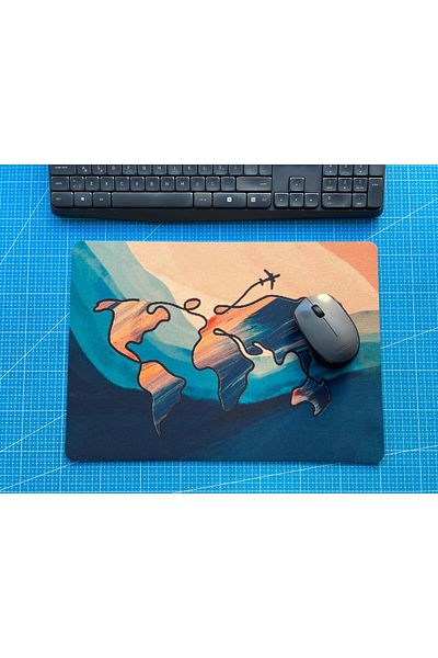 rakkun shop لوحة ماوس مطبوعة بخريطة العالم (28x40 سم)