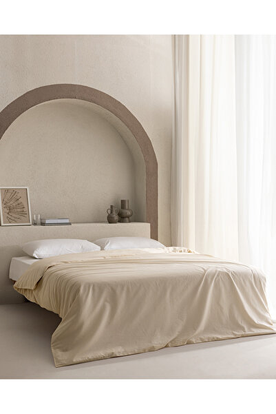 Madame Coco Manon Tek Kişilik %100 Pamuk Ranforce Düz Nevresim - Bej