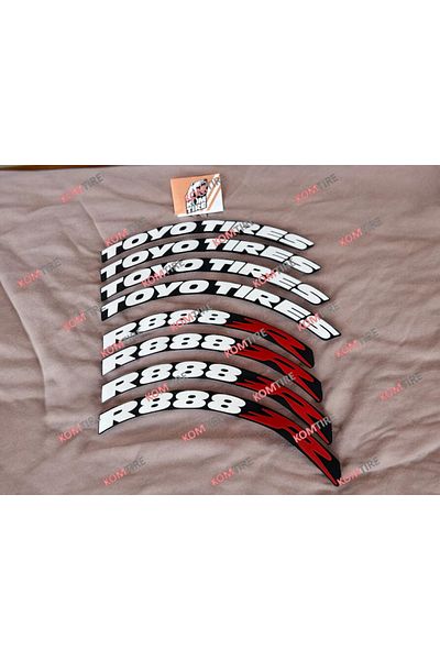 komauto Toyo Tires R888R Motorcycle and Automobile Vehicle Tire Lettering 2.5 cm 8 Pieces Adhesive Rigging Sticker