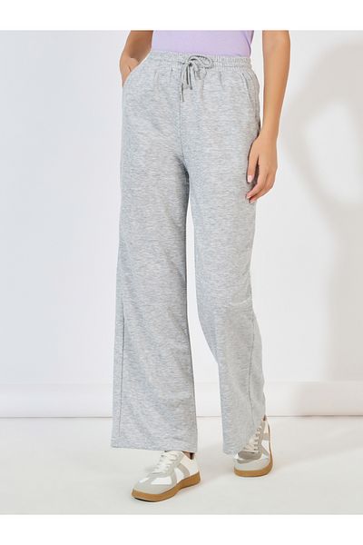 Styli Solid Wide Leg Joggers with Drawstring Closure