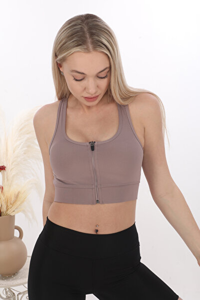 WAHSHE Zippered Sports Crop Top