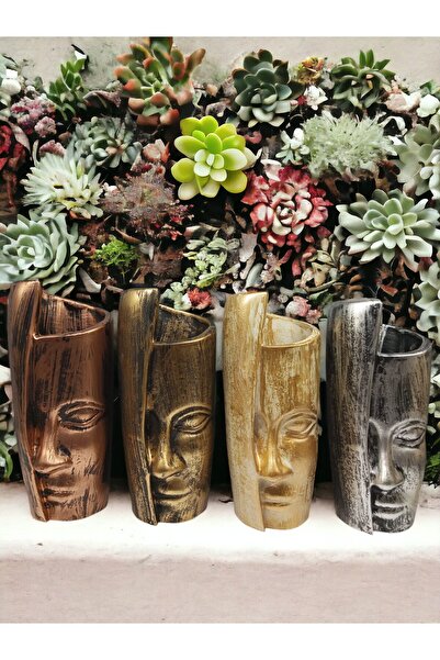 Peramari Βάζο από πολυεστέρα γυναικείο πρόσωπο - Μονόχρωμο Μαύρο Αντίκα Μονόχρωμο