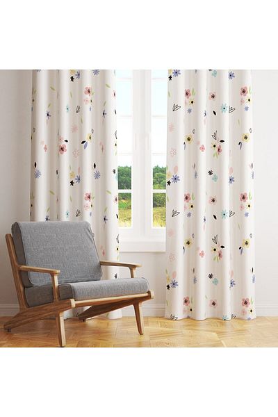 Evmila Colorful Single Wing Velvet Texture Background Curtain - Kitchen, Living Room, Bed and Children's Room Printed