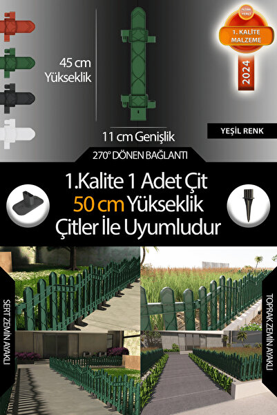 ZiDi Plastik Uzunluk - Köşe - Kenar Tamamlama Çiti (50 CM YÜKSEKLİK ÇİT ILE U...