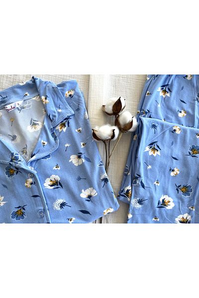 Sude Set pijama cu mâneci lungi din țesătură din piele intoarsa -