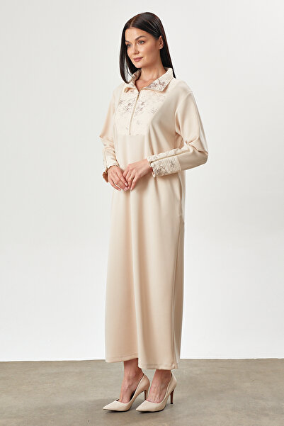 Jupe Kapitone Varak Desenli Elbise 7236