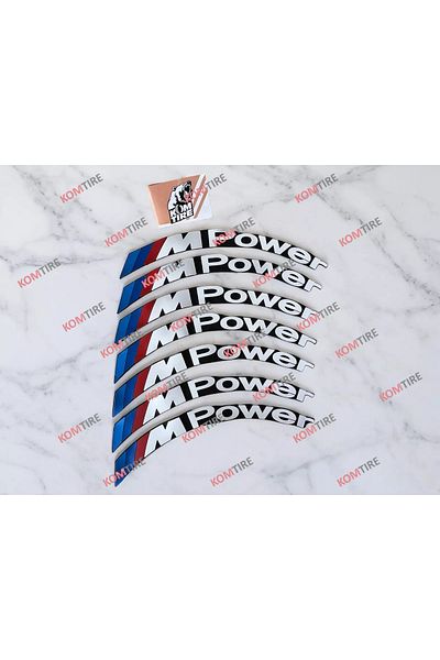 komauto M Power Motor Bike and Automobile Vehicle Tyre Lettering 2.5 cm 8 Pieces Adhesive Rigging Sticker