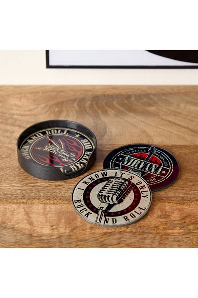 Home Box Fero 4-Piece Glass Felt Coaster Set - 10x0.6x10 cm
