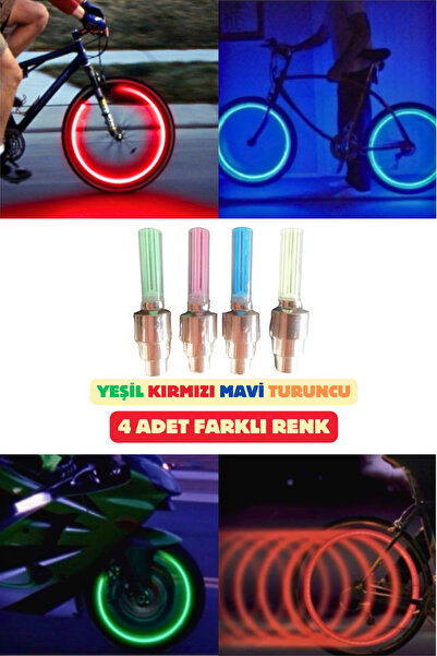 Vekorr 4 Adet Farklı Renk Hareket Sensörlü Sibop Led Işığı Bisiklet Araç Moto...