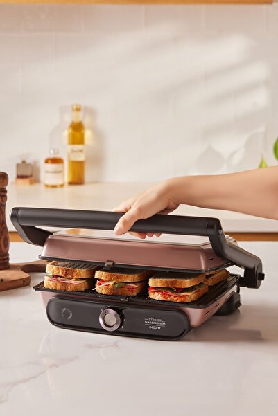 Karaca Gastro Grill Glass Premium 2400w Tost Ve Izgara Makinesi Rosegold