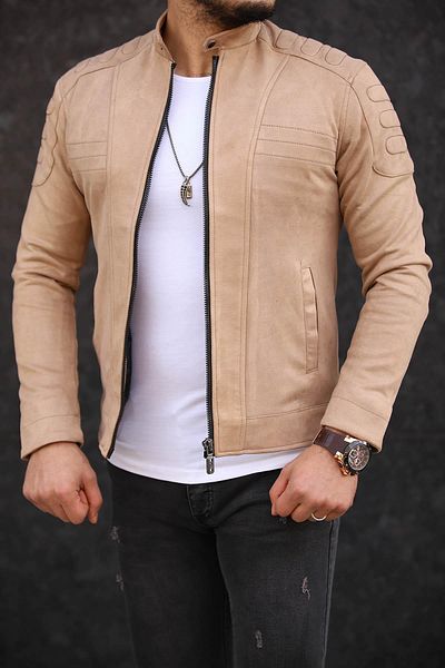 FAMODA Cream Collar Buttoned Nubuck Jacket