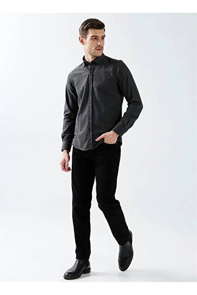 SÜVARİ Süvari Slim Fit Flanel Siyah Erkek Gömlek