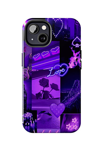 izzytech حافظة هاتف iPhone 14 PLUS بتصميم Neon Collage - حافظة بنمط ملون وعصر...