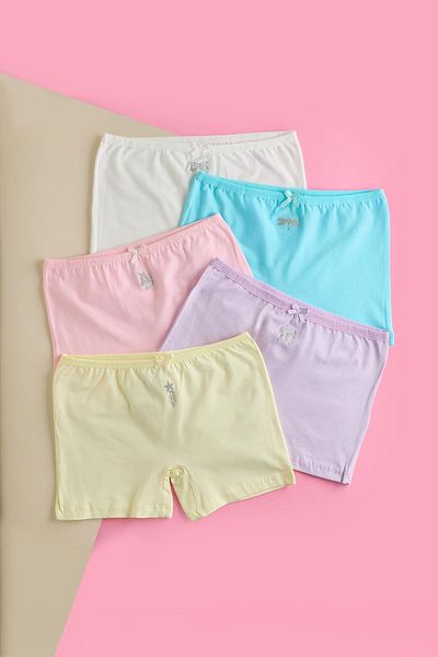 BONY SOCKS Set de 5 boxeri colorați pentru fete - Detaliu fundă