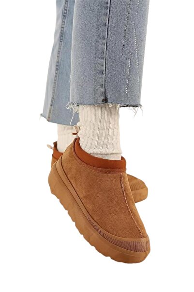 Liger Tan Suede Γυναικείες Μπότες - Χοντρή σόλα, Γούνινο Εσωτερικό, Ελαστική Πλάτη