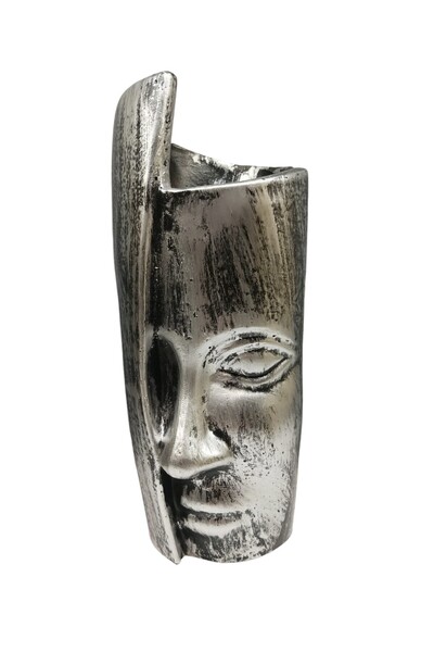 Peramari Γυναικείο βάζο από πολυεστέρα - Ασημί Μαύρο Αντίκα Μονό