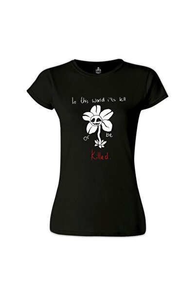 Lord T-Shirt Undertale - Or Be Killed Siyah Kadın Tshirt