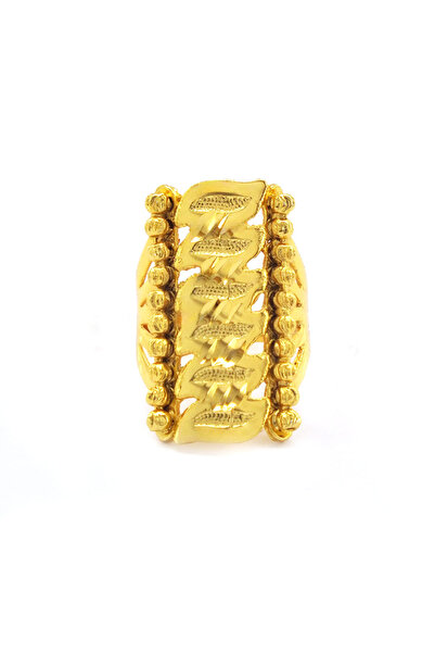 FerizZ Çelik Yüzük Altın Kaplama Dorikalı Kaburga YZK-484