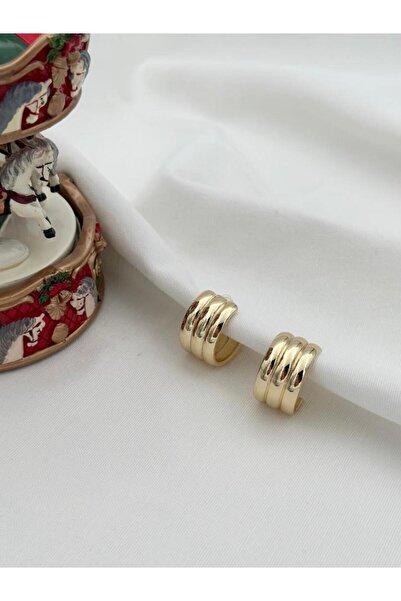 Jerie Gold Silver Special Series Triple Pipe Ring Trend Earrings