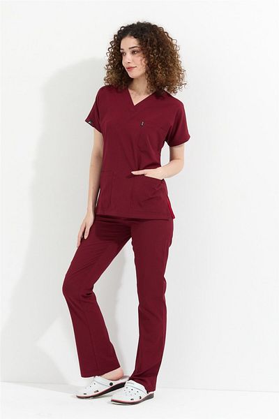Çatı Medikal Happiness Spaniard - Set de scrubs pentru doctor și asistentă medicală și uniforme chirurgicale pentru femei cu lycra (Bord)