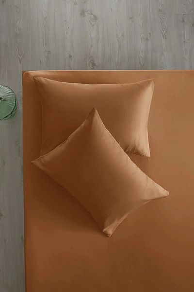 İssimo Home مجموعة Simply Terra Cotta القطنية المجهزة بالساتان 160*200/50*70
