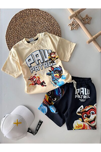 Minigimin Cicileri Costum 2 piese pentru băieți cu pantaloni scurți - Whims of my Mini's Paw, crem