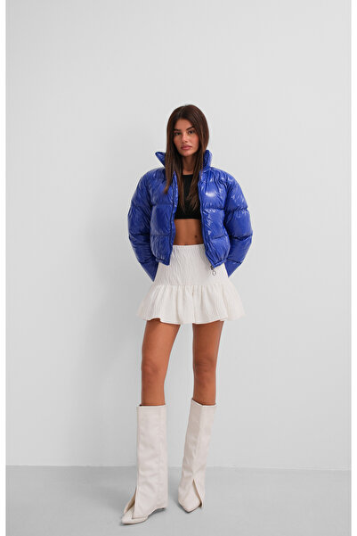 Black Fashion Jachetă pufă Saks din piele lacuată