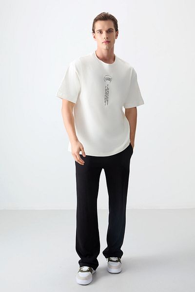 AIR JONES Ανδρικό T-Shirt Oversize Fit - Εκρού 100% Βαμβάκι Παχύ Μαλακό