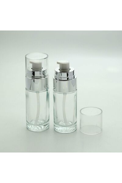 D&B YOL Şeffaf Gri Kapaklı Boş Krem Ve Losyon Şişesi 40ml 3 Adet (TEKRAR DOLD...