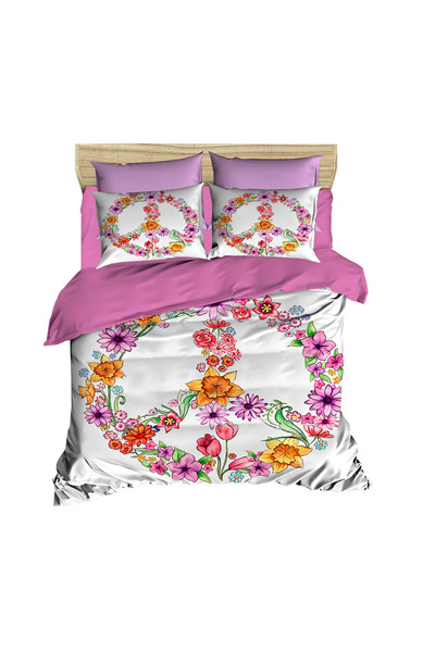Fabeteks Peace Flower 3D Digital Double Duvet Cover Set