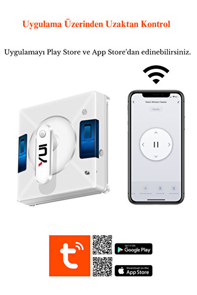 Yui Cs16 Pro Plus 2024 Kumandalı -smart Uygulamalı Su Püskürtme 3000 Pa Akıllı Cam Silme Robotu