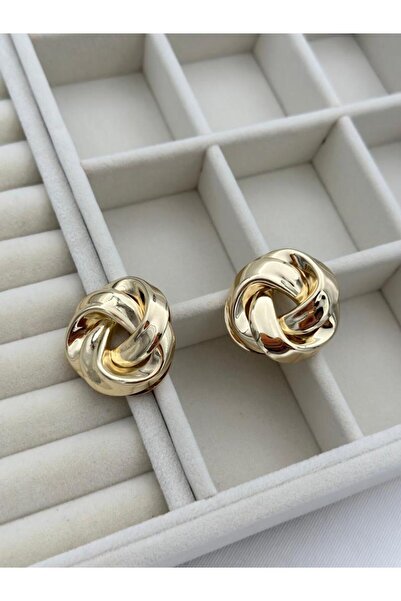 Jerie Özel Seri Gold Silver Sarmal Bombeli Trend Küpe