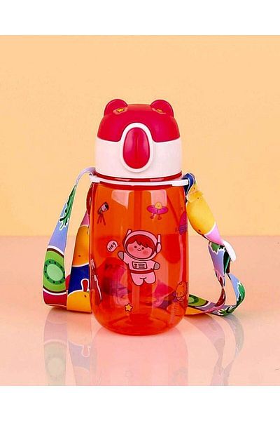 LEON LİFE Colorful Teddy Bear Children's Water Bottle 500 Ml Bpa Free School Water Bottle with Carrying Strap Drip-Free