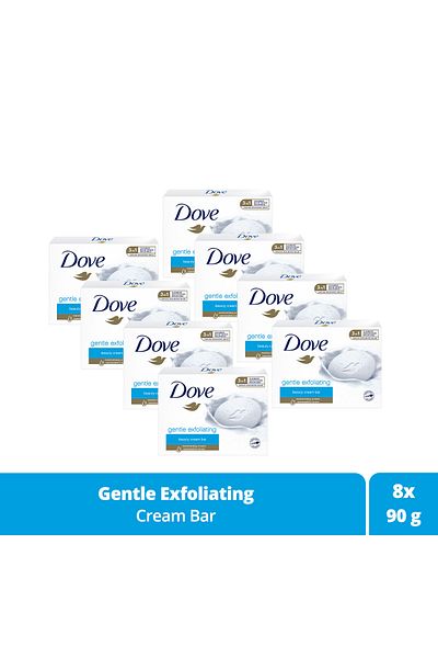 Dove Beauty Cream Bar Solid Beauty Soap Gentle Exfoliating Moisturizing Effect 90 G X8 Pieces