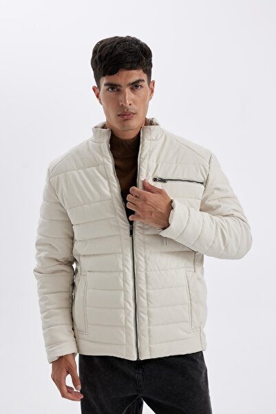 DeFacto Waterproof Slim Fit Slim-Fit Stand Collar Zippered Inner Pocket Sunsh Leather Jacket Coat X4014Az24Wn