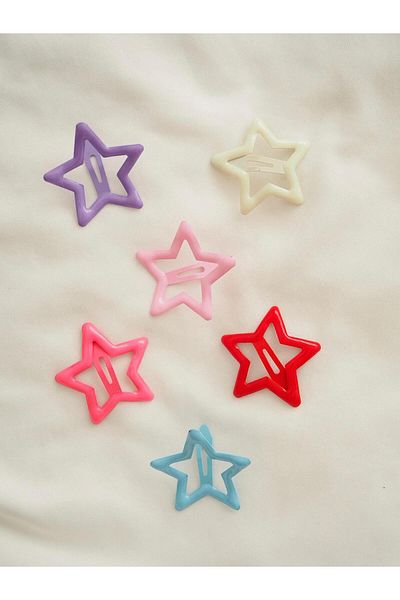 Planet Butik 6-Piece Colorful Star Snap Buckle
