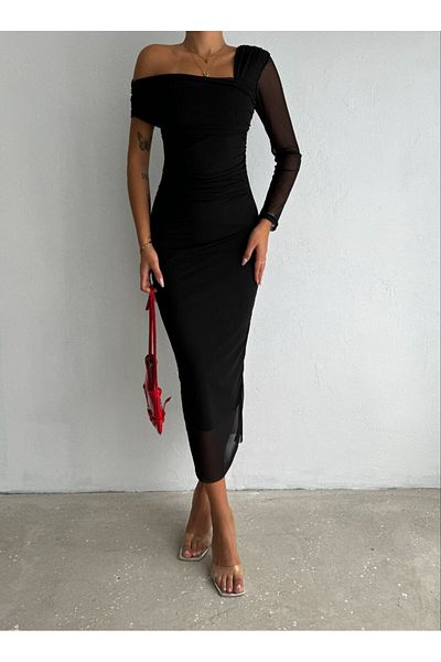 veira One Shoulder Open Stylish Madonna Tulle Dress