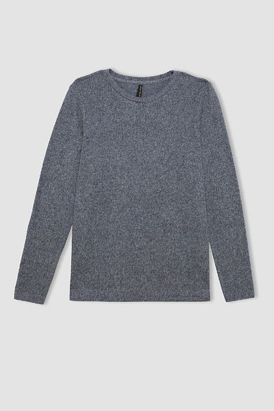 DeFacto Tricou cu mânecă lungă, cu mânecă lungă, cu decolteu rotund, de bază, D7482ax24au