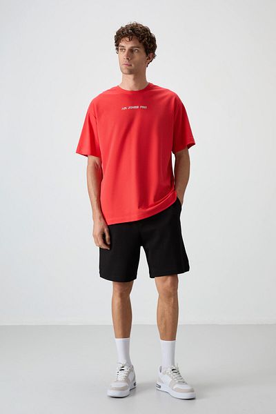 AIR JONES Ανδρικό μπλουζάκι με στάμπα Fiesta Cotton Thick Surface Texture Oversize Fit - 88364