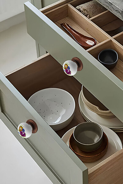 Badem10 Eymen Polymer Button Handle Flower Antique Copper Furniture Kitchen Drawer Cabinet Handle Handle Handles 10 Pieces