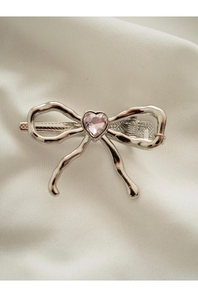 Planet Butik Heart Stone Detailed Bow Collar Buckle