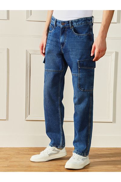 Dennis Lingo By Styli Mid Rise Relaxed Fit Clean Look Cargo Jeans
