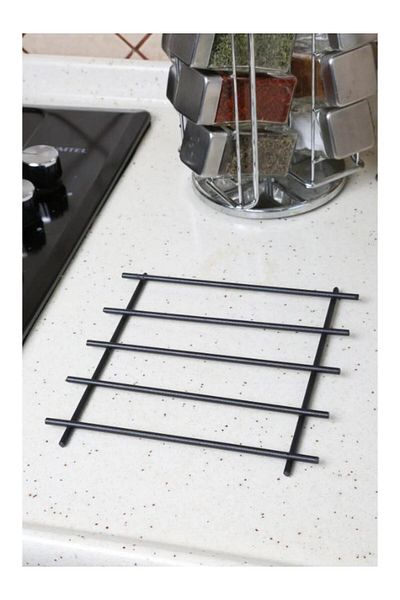 homecraft Black Metal Trivet - 1-Piece Countertop Square Base Teapot Pot