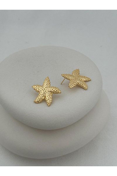 Jerie Starfish Pattern - Gold Dotted Earrings